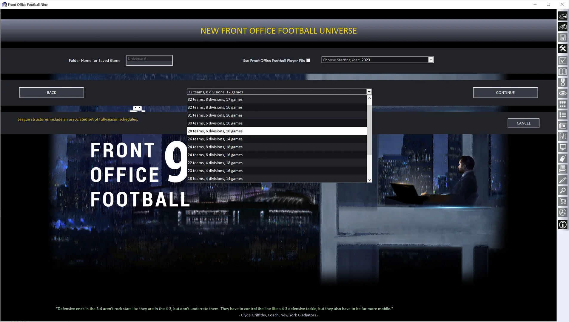 Front Office Football Nine screenshot 1