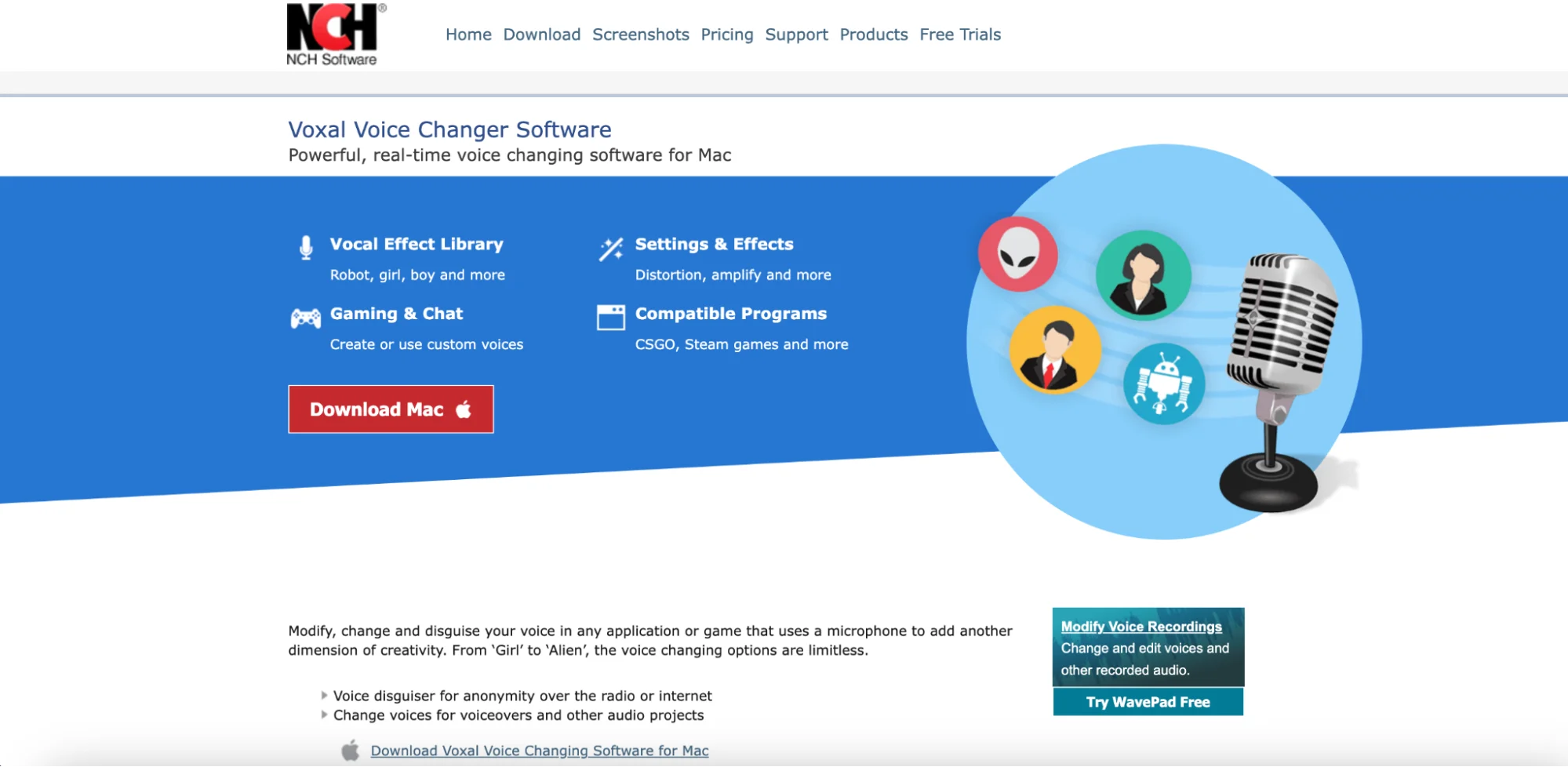 Banner of NCH Voxal Voice Changer