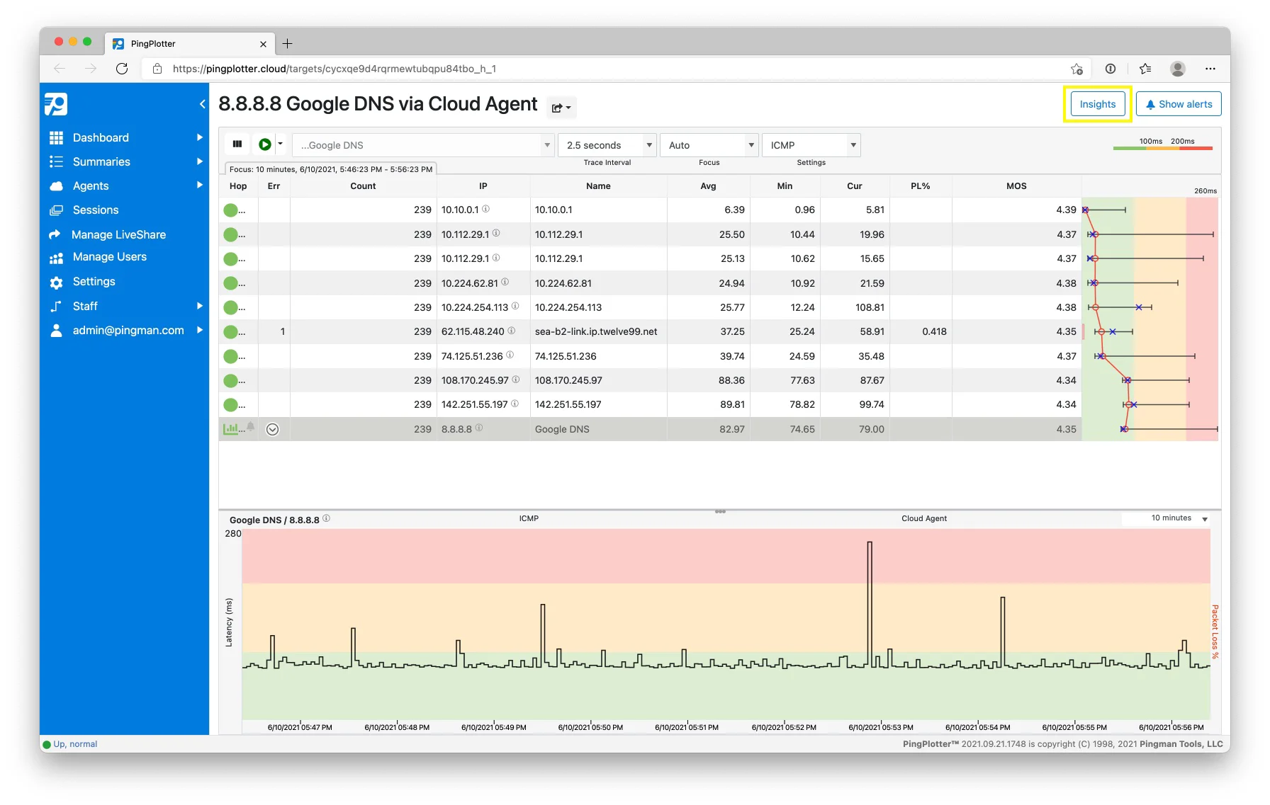Banner of PingPlotter Professional